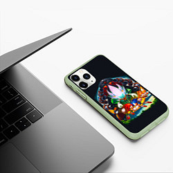 Чехол iPhone 11 Pro матовый Соник против Наклза, цвет: 3D-салатовый — фото 2