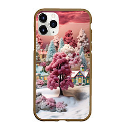 Чехол iPhone 11 Pro матовый Зимний закат новый год, цвет: 3D-коричневый