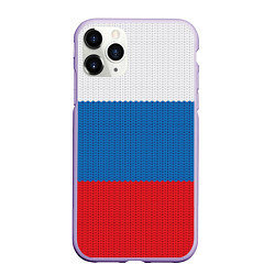 Чехол iPhone 11 Pro матовый Вязаный российский флаг, цвет: 3D-светло-сиреневый