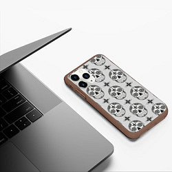 Чехол iPhone 11 Pro матовый Череп и цветок, цвет: 3D-коричневый — фото 2