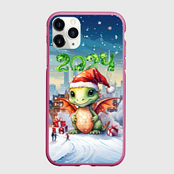Чехол iPhone 11 Pro матовый Дракон снежнокрыл, цвет: 3D-малиновый