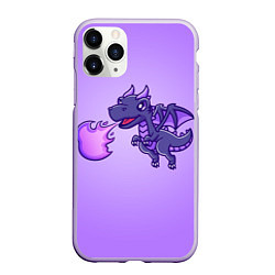 Чехол iPhone 11 Pro матовый Милый огнедышащий дракончик, цвет: 3D-светло-сиреневый