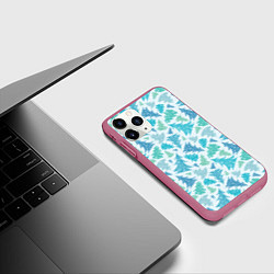 Чехол iPhone 11 Pro матовый Ёлочки зимнего леса, цвет: 3D-малиновый — фото 2