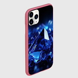 Чехол iPhone 11 Pro матовый Синие прозрачные алмазы, цвет: 3D-малиновый — фото 2