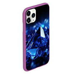 Чехол iPhone 11 Pro матовый Синие прозрачные алмазы, цвет: 3D-фиолетовый — фото 2