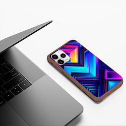 Чехол iPhone 11 Pro матовый Геометрическая неоновая абстракция, цвет: 3D-коричневый — фото 2