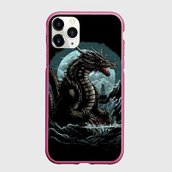 Чехол iPhone 11 Pro матовый Дракон зимних ночей, цвет: 3D-малиновый