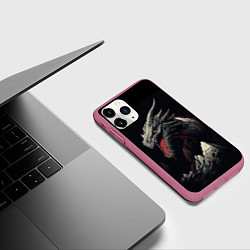 Чехол iPhone 11 Pro матовый Дракон морозных узоров, цвет: 3D-малиновый — фото 2