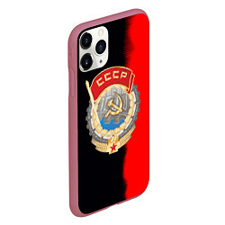 Чехол iPhone 11 Pro матовый СССР страна наша, цвет: 3D-малиновый — фото 2