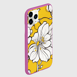 Чехол iPhone 11 Pro матовый Японский паттерн цветов, цвет: 3D-фиолетовый — фото 2