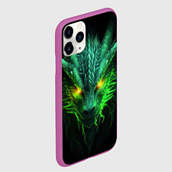 Чехол iPhone 11 Pro матовый Светящийся зеленый дракон 2024, цвет: 3D-фиолетовый — фото 2