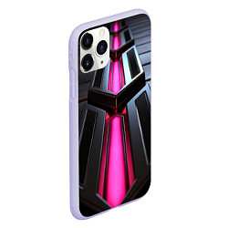 Чехол iPhone 11 Pro матовый Розовые неоновые вставки в черной конструкции, цвет: 3D-светло-сиреневый — фото 2