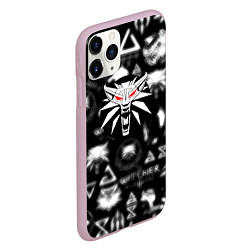 Чехол iPhone 11 Pro матовый Ведьмак логотипы серые, цвет: 3D-розовый — фото 2