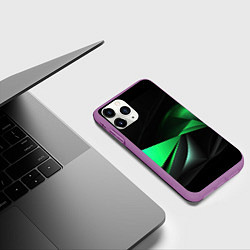 Чехол iPhone 11 Pro матовый Трехмерность зеленой фигуры, цвет: 3D-фиолетовый — фото 2