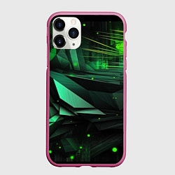 Чехол iPhone 11 Pro матовый Мир абстрактной зелени, цвет: 3D-малиновый