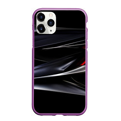 Чехол iPhone 11 Pro матовый Black red abstract, цвет: 3D-фиолетовый