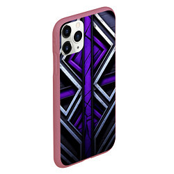 Чехол iPhone 11 Pro матовый Фиолетовые вставки на черном фоне, цвет: 3D-малиновый — фото 2