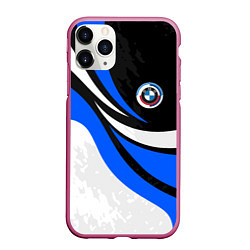 Чехол iPhone 11 Pro матовый BMW - синяя абстракция, цвет: 3D-малиновый