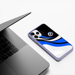 Чехол iPhone 11 Pro матовый BMW - синяя абстракция, цвет: 3D-светло-сиреневый — фото 2
