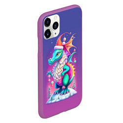 Чехол iPhone 11 Pro матовый Новогодний дракончик - нейросеть, цвет: 3D-фиолетовый — фото 2