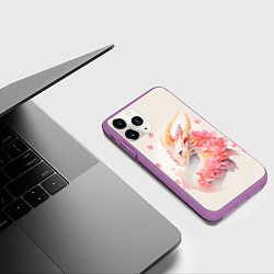 Чехол iPhone 11 Pro матовый Милый розовый дракон, цвет: 3D-фиолетовый — фото 2