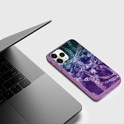 Чехол iPhone 11 Pro матовый Абстракция - ДНК цепочка, цвет: 3D-фиолетовый — фото 2