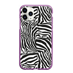Чехол iPhone 11 Pro матовый Шкура зебры черно - белая графика, цвет: 3D-фиолетовый