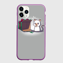 Чехол iPhone 11 Pro матовый Подарок для котика, цвет: 3D-фиолетовый
