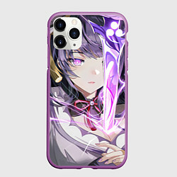 Чехол iPhone 11 Pro матовый Genshin Impact Raiden Baal, цвет: 3D-фиолетовый
