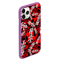 Чехол iPhone 11 Pro матовый Карате киокушинкай лого паттерн, цвет: 3D-фиолетовый — фото 2