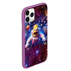 Чехол iPhone 11 Pro матовый Homer Simpson in space - ai art, цвет: 3D-фиолетовый — фото 2