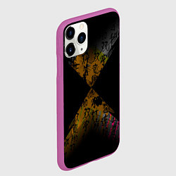 Чехол iPhone 11 Pro матовый Японские иероглифы текстуры, цвет: 3D-фиолетовый — фото 2