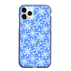 Чехол iPhone 11 Pro матовый Мультяшные снежинки, цвет: 3D-серый