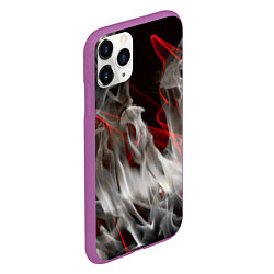 Чехол iPhone 11 Pro матовый Дым и красные узоры, цвет: 3D-фиолетовый — фото 2