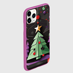 Чехол iPhone 11 Pro матовый Оригамная елка, цвет: 3D-фиолетовый — фото 2