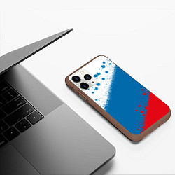 Чехол iPhone 11 Pro матовый Российский триколор, цвет: 3D-коричневый — фото 2