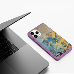 Чехол iPhone 11 Pro матовый Гранжевая стена с краской, цвет: 3D-фиолетовый — фото 2