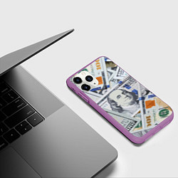 Чехол iPhone 11 Pro матовый Сто зеленых, цвет: 3D-фиолетовый — фото 2