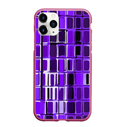 Чехол iPhone 11 Pro матовый Фиолетовые прямоугольники, цвет: 3D-малиновый