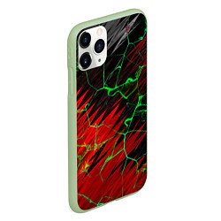 Чехол iPhone 11 Pro матовый Зелёные трещины узоры, цвет: 3D-салатовый — фото 2