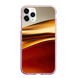 Чехол iPhone 11 Pro матовый Бежевые и золотистые волны, цвет: 3D-розовый