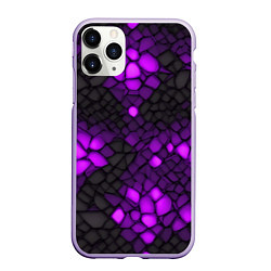 Чехол iPhone 11 Pro матовый Фиолетовый трескающийся камень, цвет: 3D-светло-сиреневый