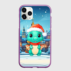 Чехол iPhone 11 Pro матовый Маленький дракон зимнего чуда 2024, цвет: 3D-фиолетовый