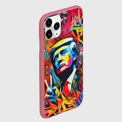 Чехол iPhone 11 Pro матовый Дональд Трамп - граффити - нейросеть, цвет: 3D-малиновый — фото 2