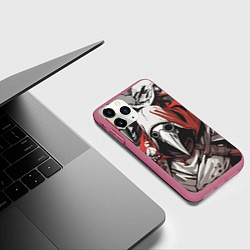 Чехол iPhone 11 Pro матовый Чумные доктора и птица, цвет: 3D-малиновый — фото 2