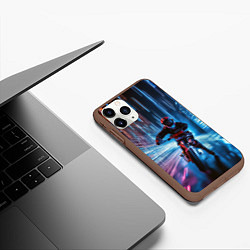 Чехол iPhone 11 Pro матовый Киберпанк байкер, цвет: 3D-коричневый — фото 2