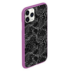 Чехол iPhone 11 Pro матовый Бойцовые рыбки на волнах, цвет: 3D-фиолетовый — фото 2