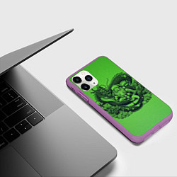 Чехол iPhone 11 Pro матовый Дракон и Дед Мороз азиат, цвет: 3D-фиолетовый — фото 2