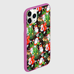 Чехол iPhone 11 Pro матовый Деды Морозы с подарками, цвет: 3D-фиолетовый — фото 2