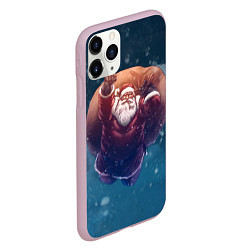Чехол iPhone 11 Pro матовый Летящий Санта, цвет: 3D-розовый — фото 2